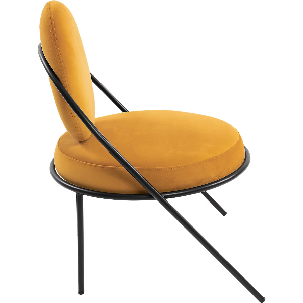 Fauteuil Meet by Paperflow Saturne, L 700 x P 730 x H 880 mm, velours, noir/safran