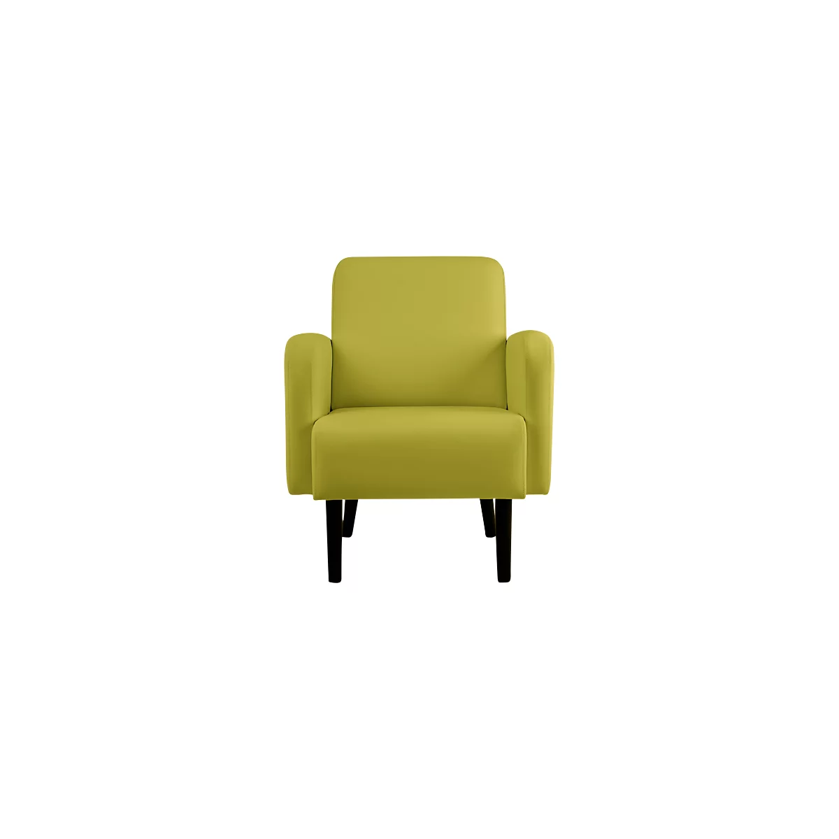 Fauteuil meet® van Paperflow LISBOA, desinfectiebestendige kunstlederen bekleding groen, voet zwart, B 710 x D 815 x H 830 mm