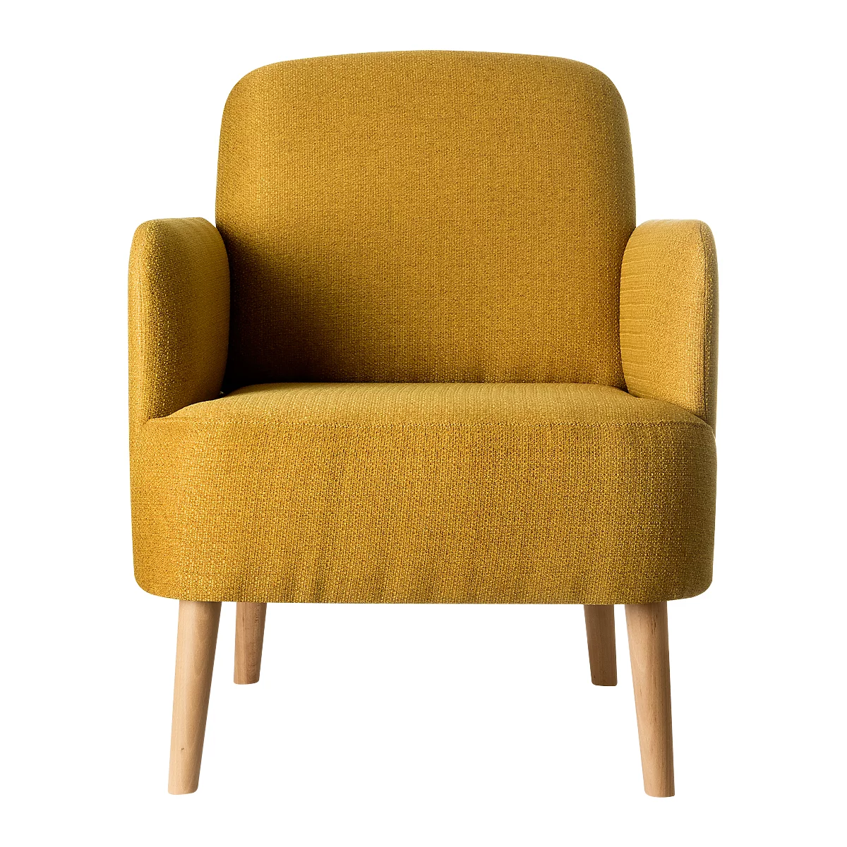 Fauteuil Paperflow Brooks, massief hout, retro design, gestoffeerd, polyester hoes, saffraan