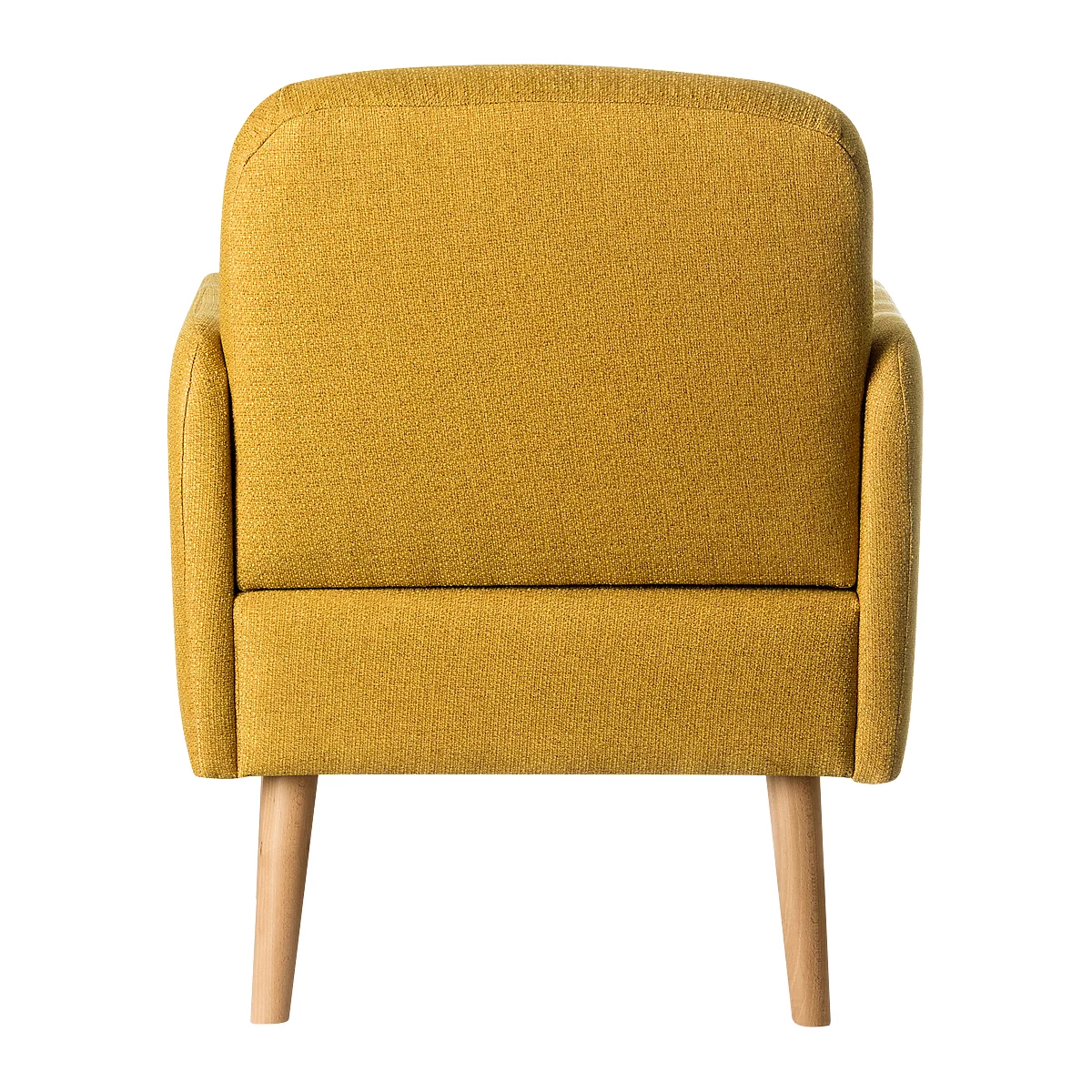 Fauteuil Paperflow Brooks, massief hout, retro design, gestoffeerd, polyester hoes, saffraan