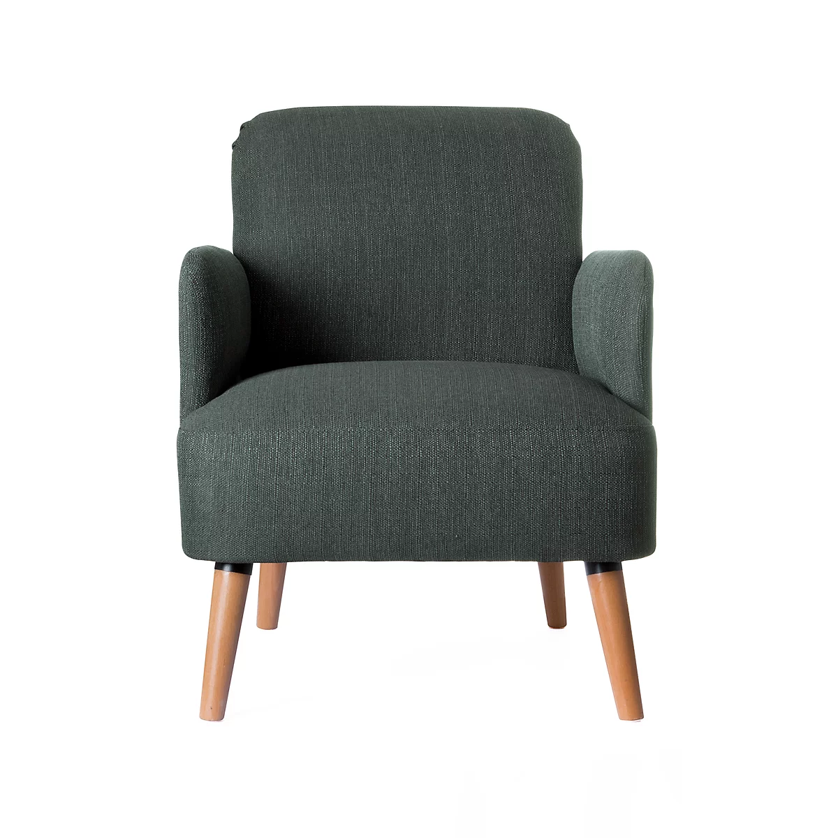 Fauteuil Paperflow Brooks, massief hout, retrodesign, gestoffeerd, polyester bekleding, antraciet