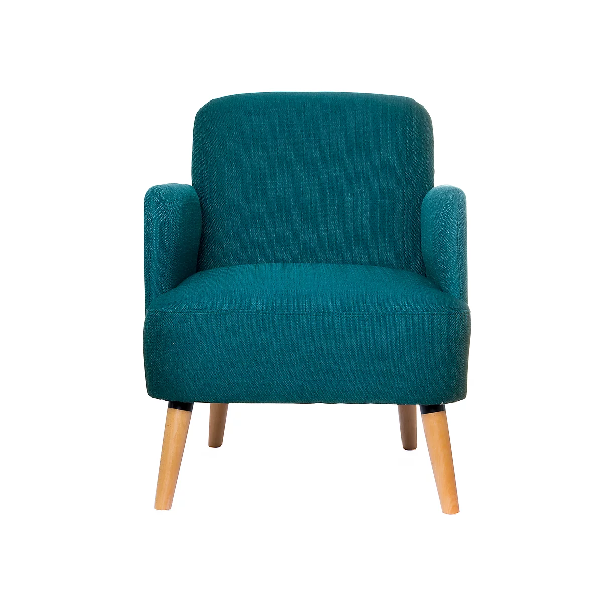 Fauteuil Paperflow Brooks, massief hout, retrodesign, gestoffeerd, polyester bekleding, blauw