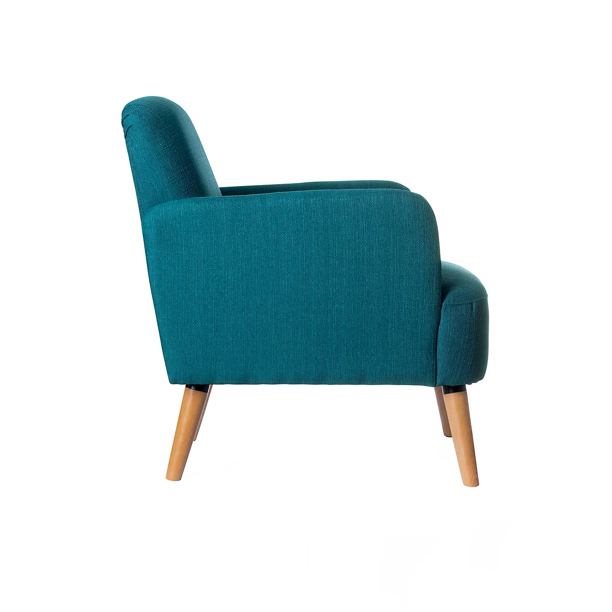 Fauteuil Paperflow Brooks, massief hout, retrodesign, gestoffeerd, polyester bekleding, blauw