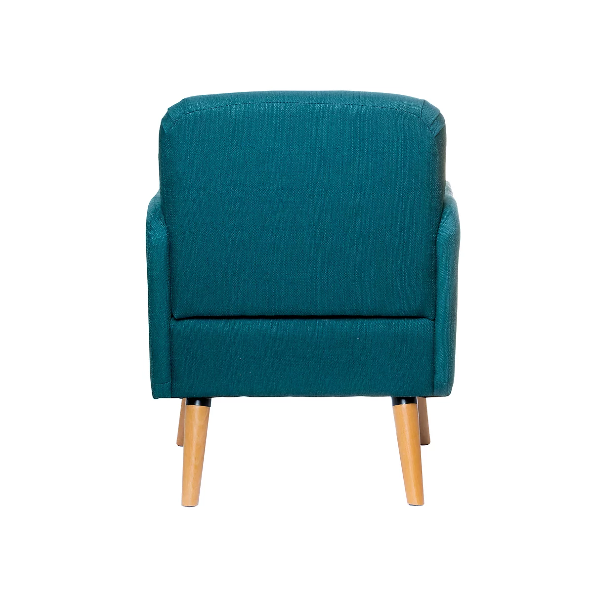 Fauteuil Paperflow Brooks, massief hout, retrodesign, gestoffeerd, polyester bekleding, blauw