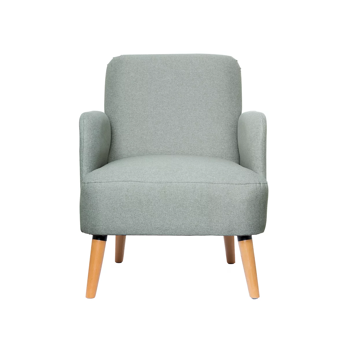 Fauteuil Paperflow Brooks, massief hout, retrodesign, gestoffeerd, polyester bekleding, grijs