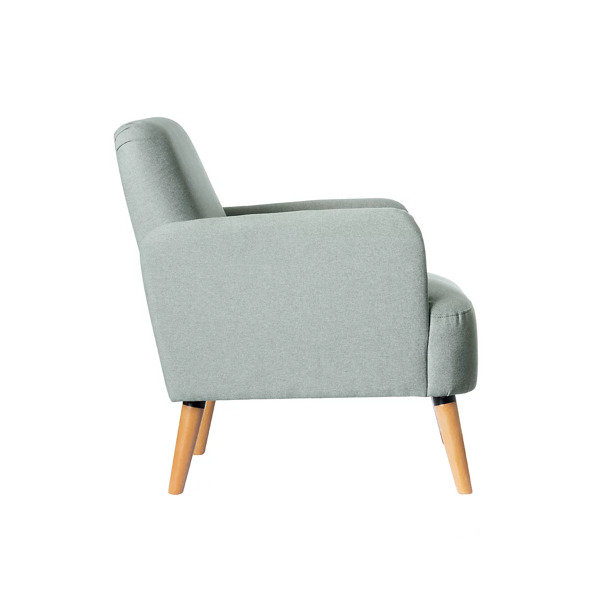 Fauteuil Paperflow Brooks, massief hout, retrodesign, gestoffeerd, polyester bekleding, grijs