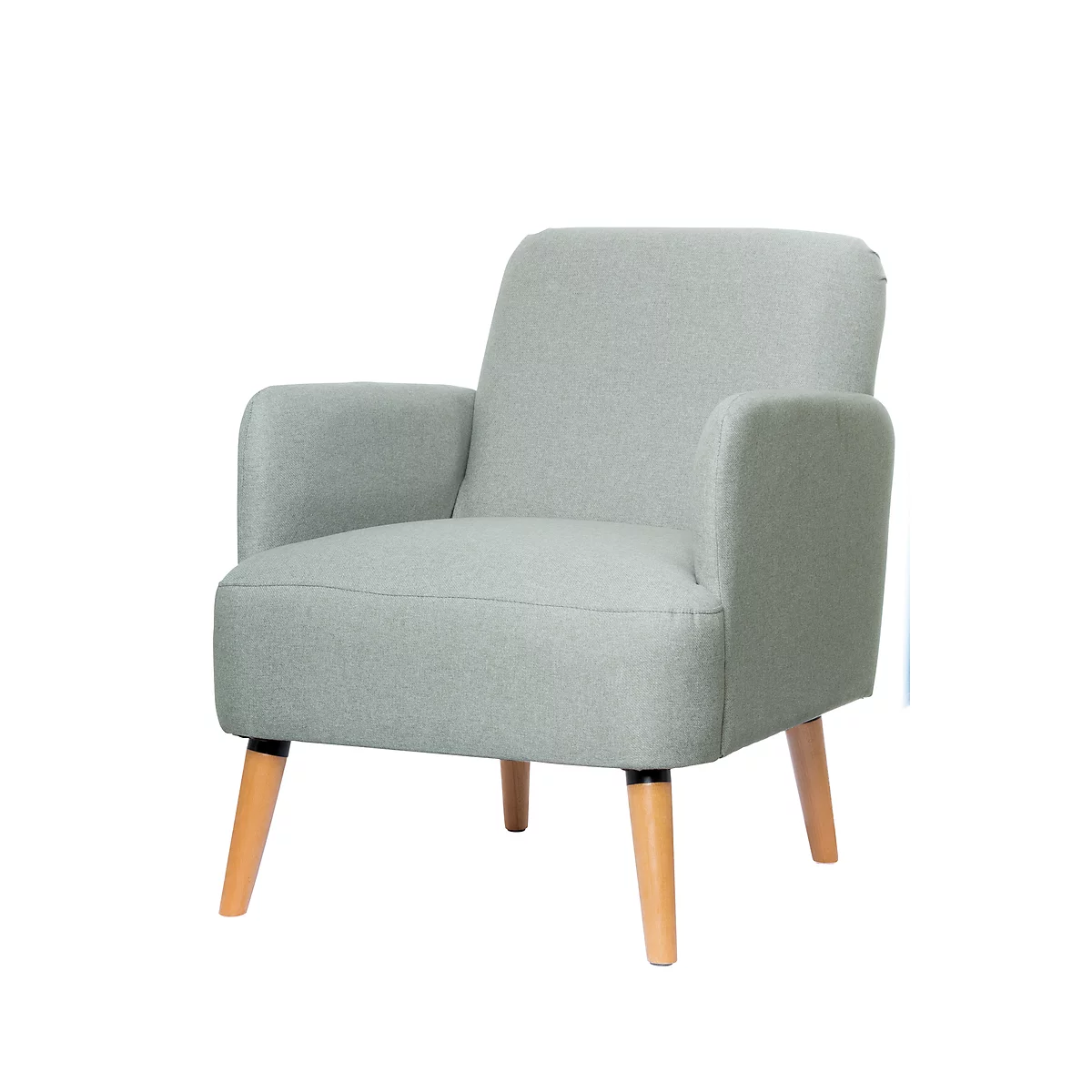 Fauteuil Paperflow Brooks, massief hout, retrodesign, gestoffeerd, polyester bekleding, grijs