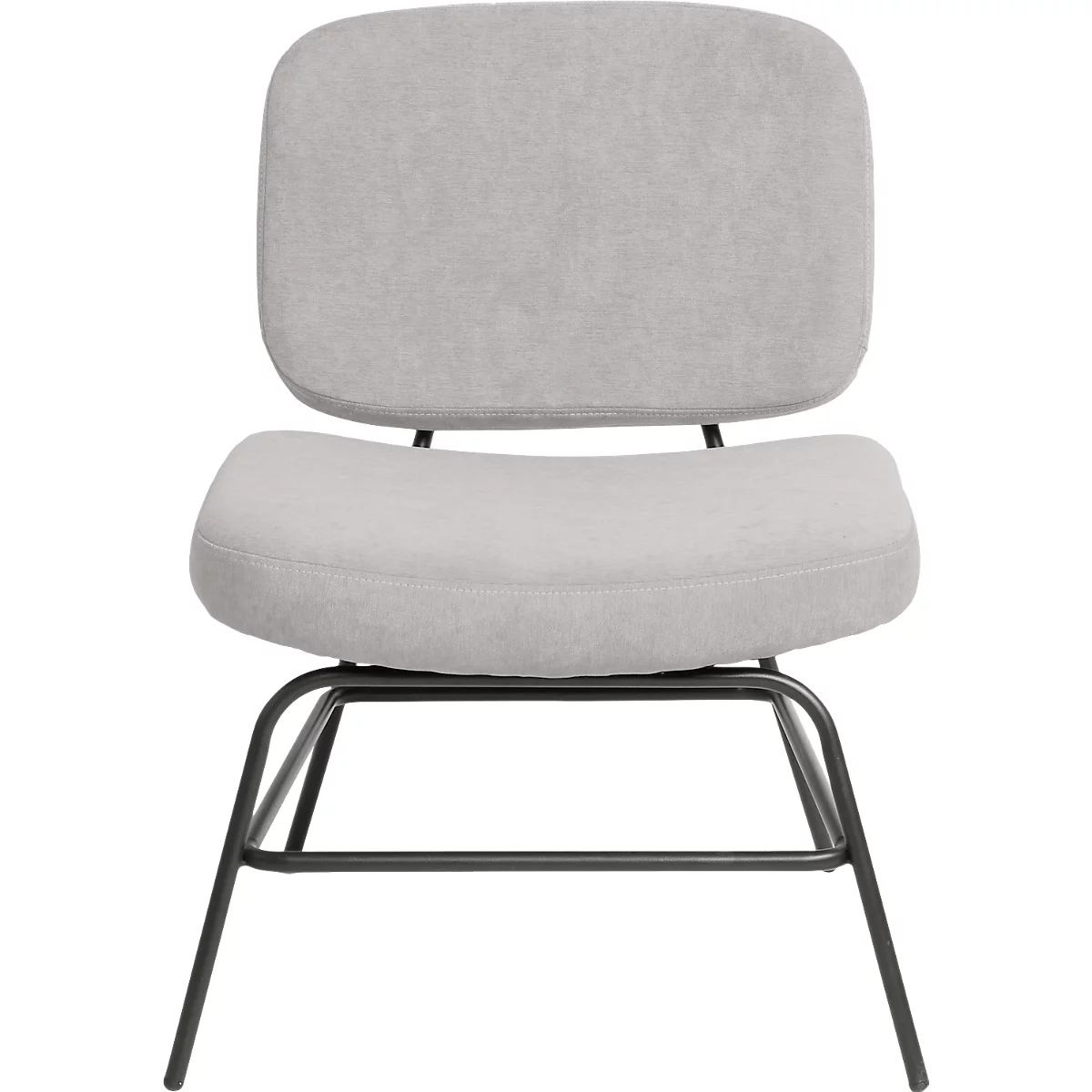 Fauteuil Paperflow Curve, design industriel, revêtement polyester, structure acier &amp; contreplaqué, L 570 x P 710 x H 755 mm, gris
