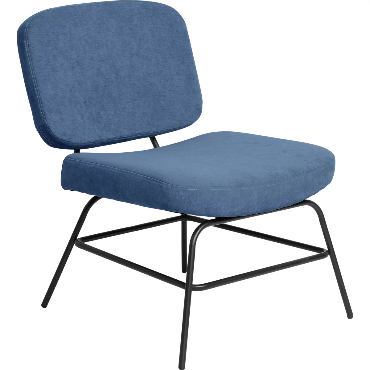 Fauteuil Paperflow Curve, industrieel ontwerp, polyester bekleding, stalen &amp; multiplex frame, B 570 x D 710 x H 755 mm, blauw