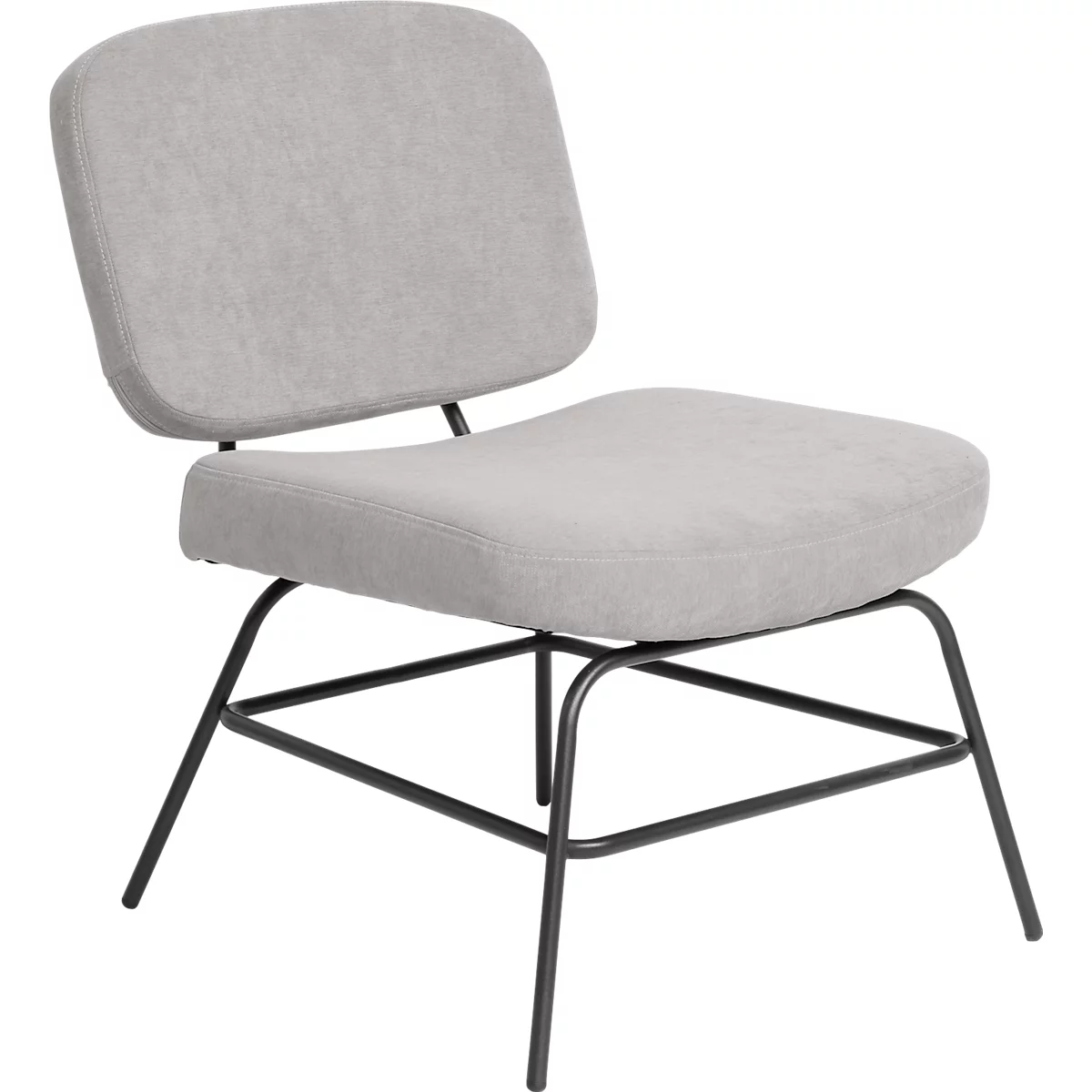 Fauteuil Paperflow Curve, industrieel ontwerp, polyester bekleding, stalen &amp; multiplex frame, B 570 x D 710 x H 755 mm, grijs