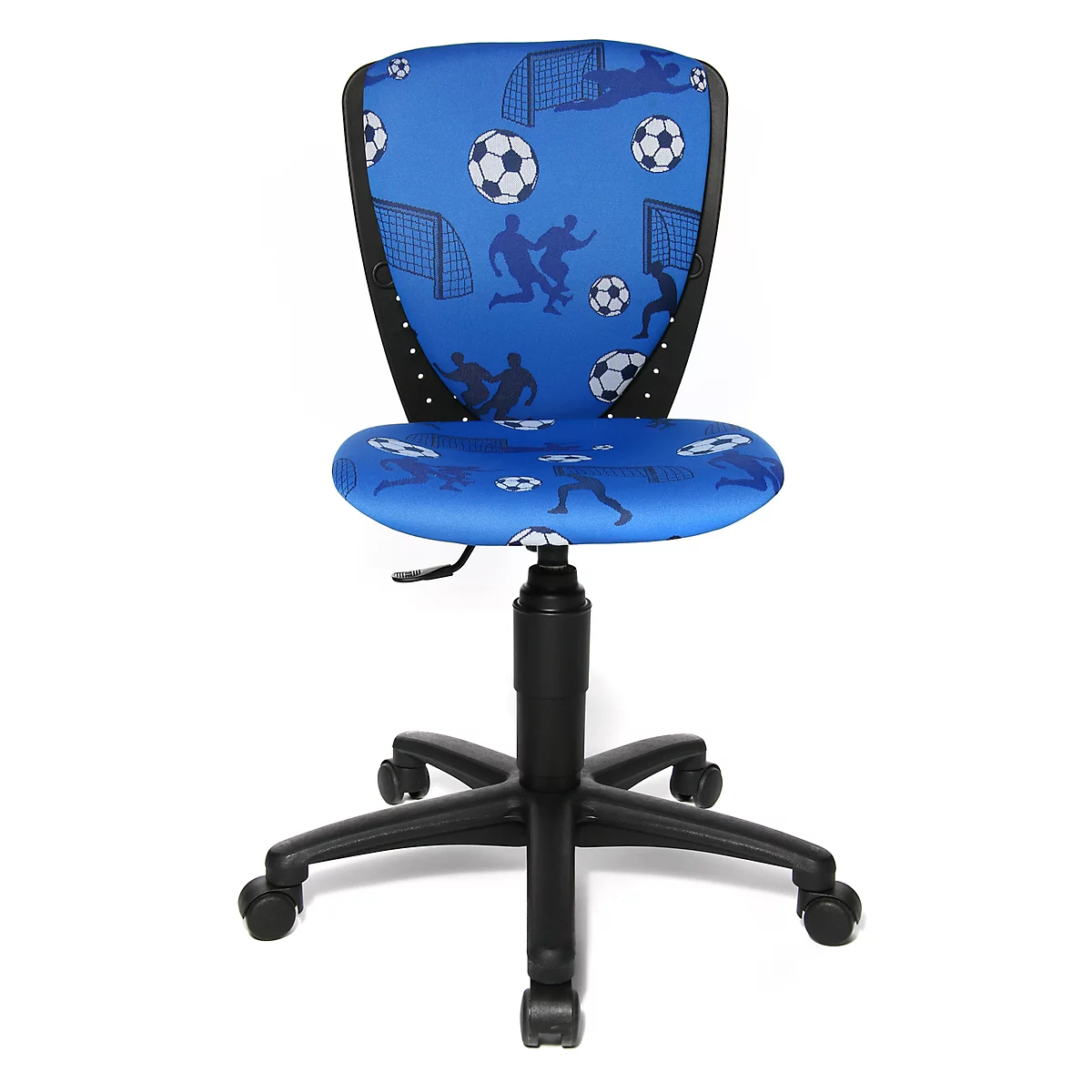 Fauteuil pivotant pour enfant S'cool 3 Football, sans accoudoirs, siège en forme d'auge, bleu/noir