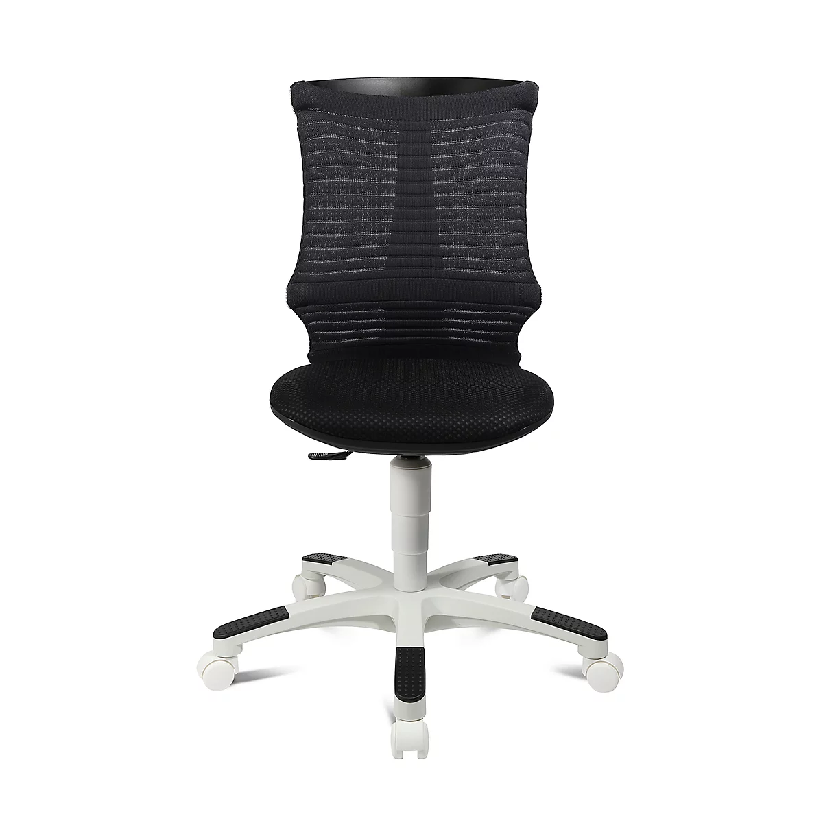 Fauteuil pivotant pour enfant S'neaker, sans accoudoirs, siège en auge, dossier en maille 3D, gris foncé/noir/blanc
