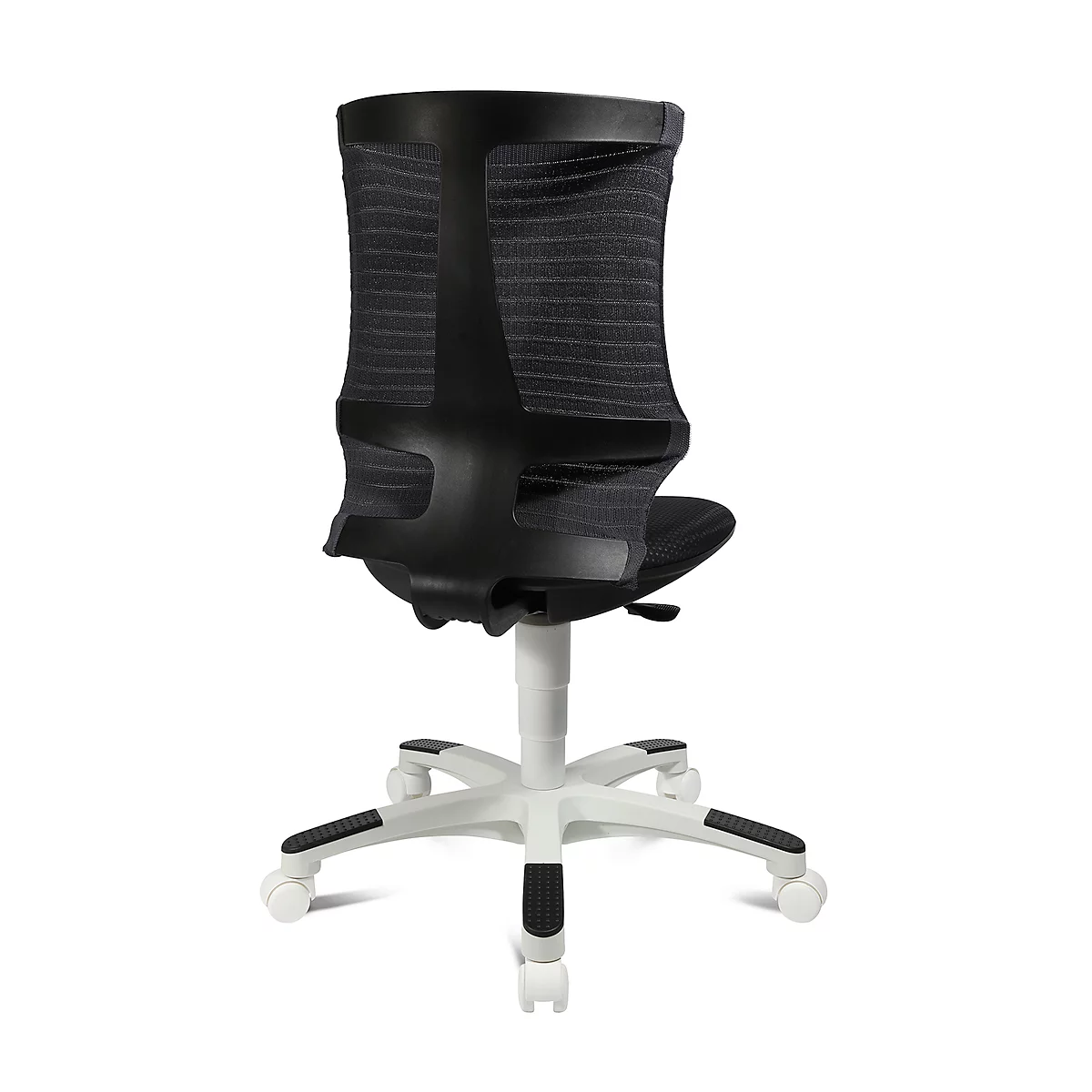 Fauteuil pivotant pour enfant S'neaker, sans accoudoirs, siège en auge, dossier en maille 3D, gris foncé/noir/blanc
