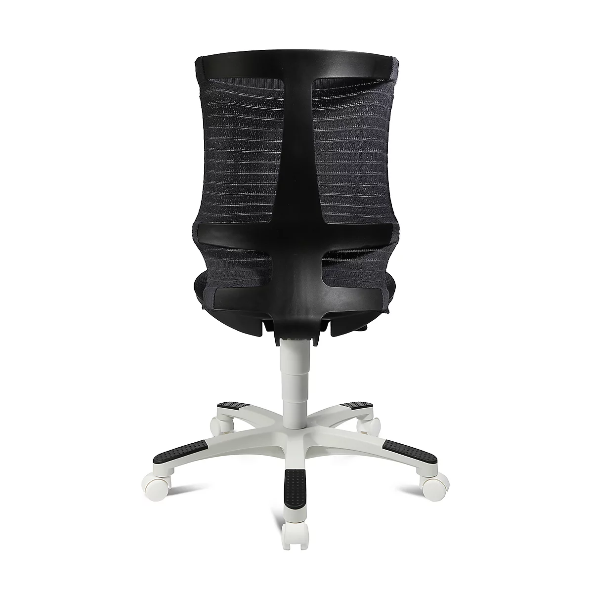 Fauteuil pivotant pour enfant S'neaker, sans accoudoirs, siège en auge, dossier en maille 3D, gris foncé/noir/blanc