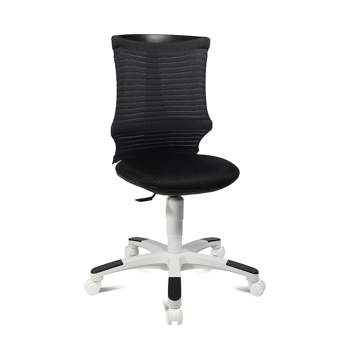 Fauteuil pivotant pour enfant S'neaker, sans accoudoirs, siège en auge, dossier en maille 3D, gris foncé/noir/blanc