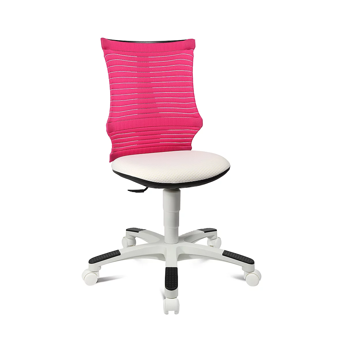 Fauteuil pivotant pour enfant S'neaker, sans accoudoirs, siège en auge, dossier en maille 3D, rose/blanc