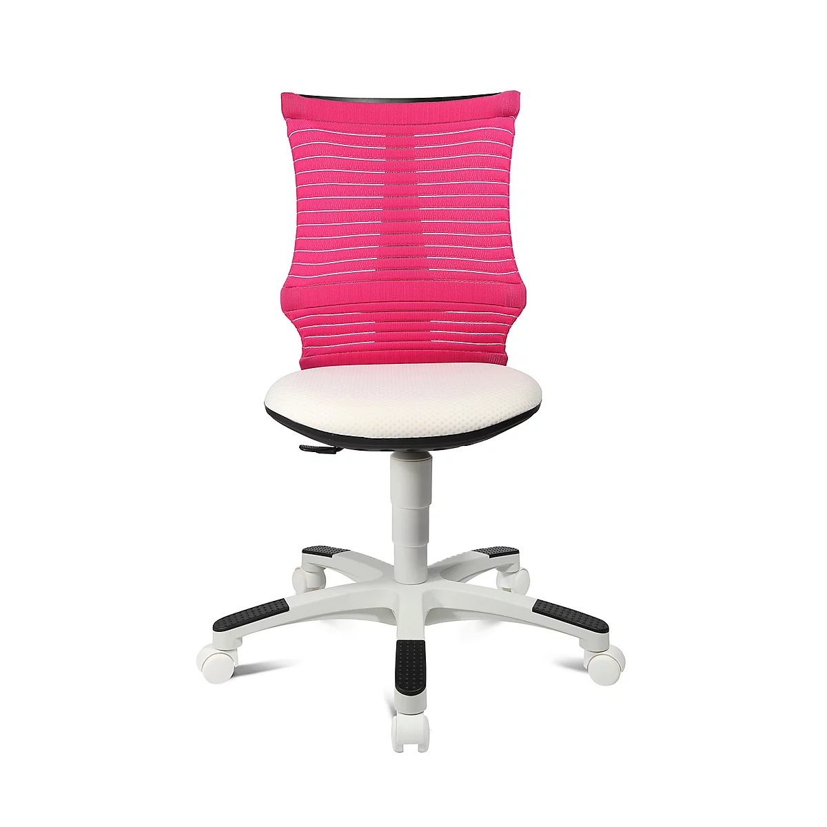 Fauteuil pivotant pour enfant S'neaker, sans accoudoirs, siège en auge, dossier en maille 3D, rose/blanc