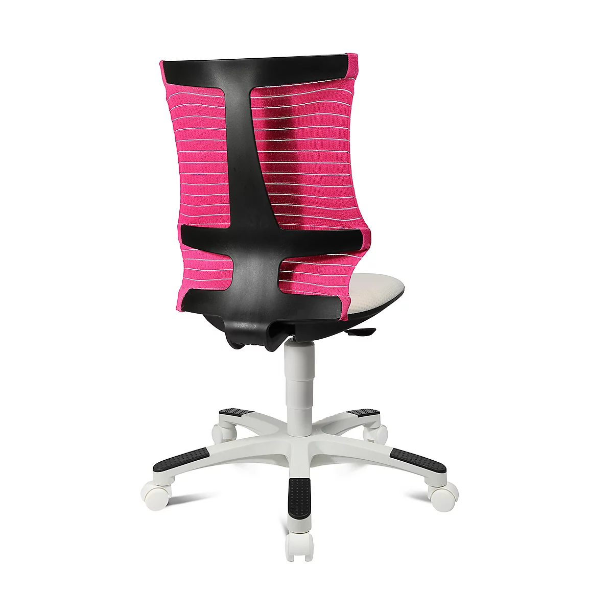 Fauteuil pivotant pour enfant S'neaker, sans accoudoirs, siège en auge, dossier en maille 3D, rose/blanc