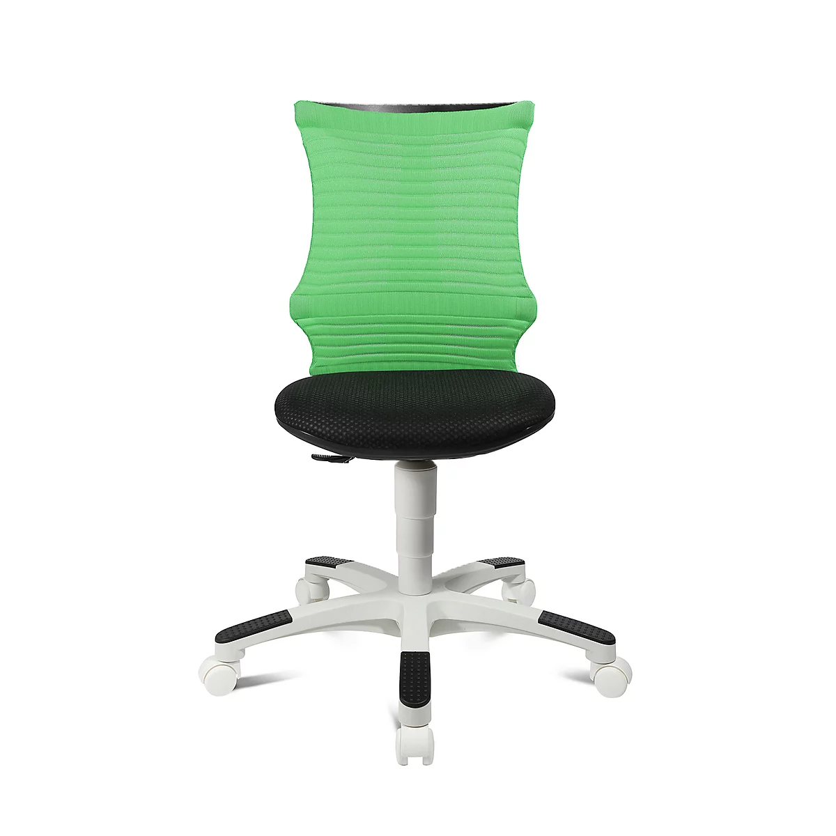 Fauteuil pivotant pour enfant S'neaker, sans accoudoirs, siège en auge, dossier en maille 3D, vert/noir/blanc