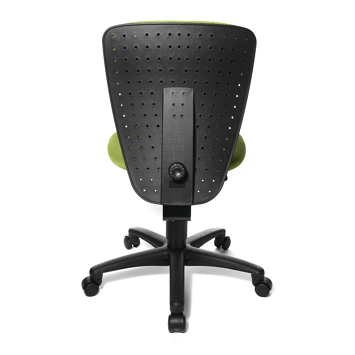 Fauteuil pivotant pour enfant Topstar High S'cool, sans accoudoirs, assise galbée, dossier en maille 3D, vert/noir