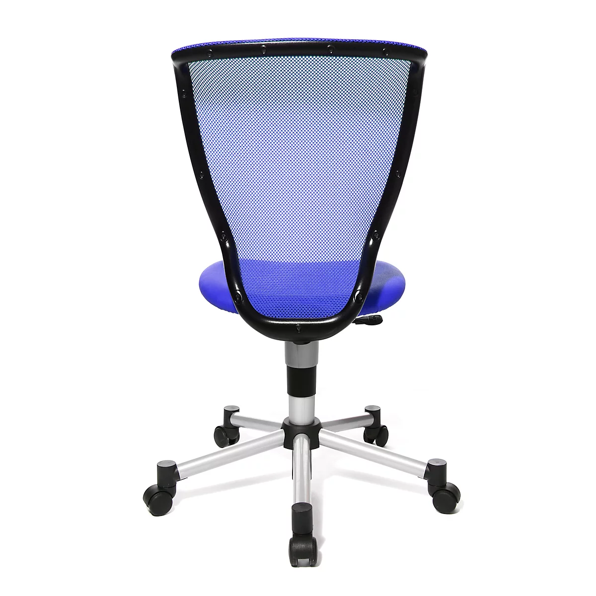 Fauteuil pivotant pour enfants Titan Junior, sans accoudoirs, siège galbé, dossier en filet, bleu/alusiv