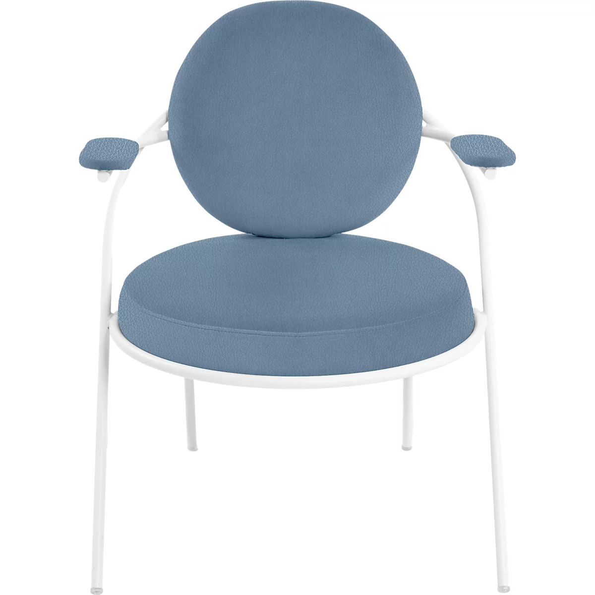 Fauteuil Saturne Meet by Paperflow - 1 place - avec accoudoirs - l. 700 x P 730 x H 880 mm - tube d'acier blanc - similicuir bleu 
