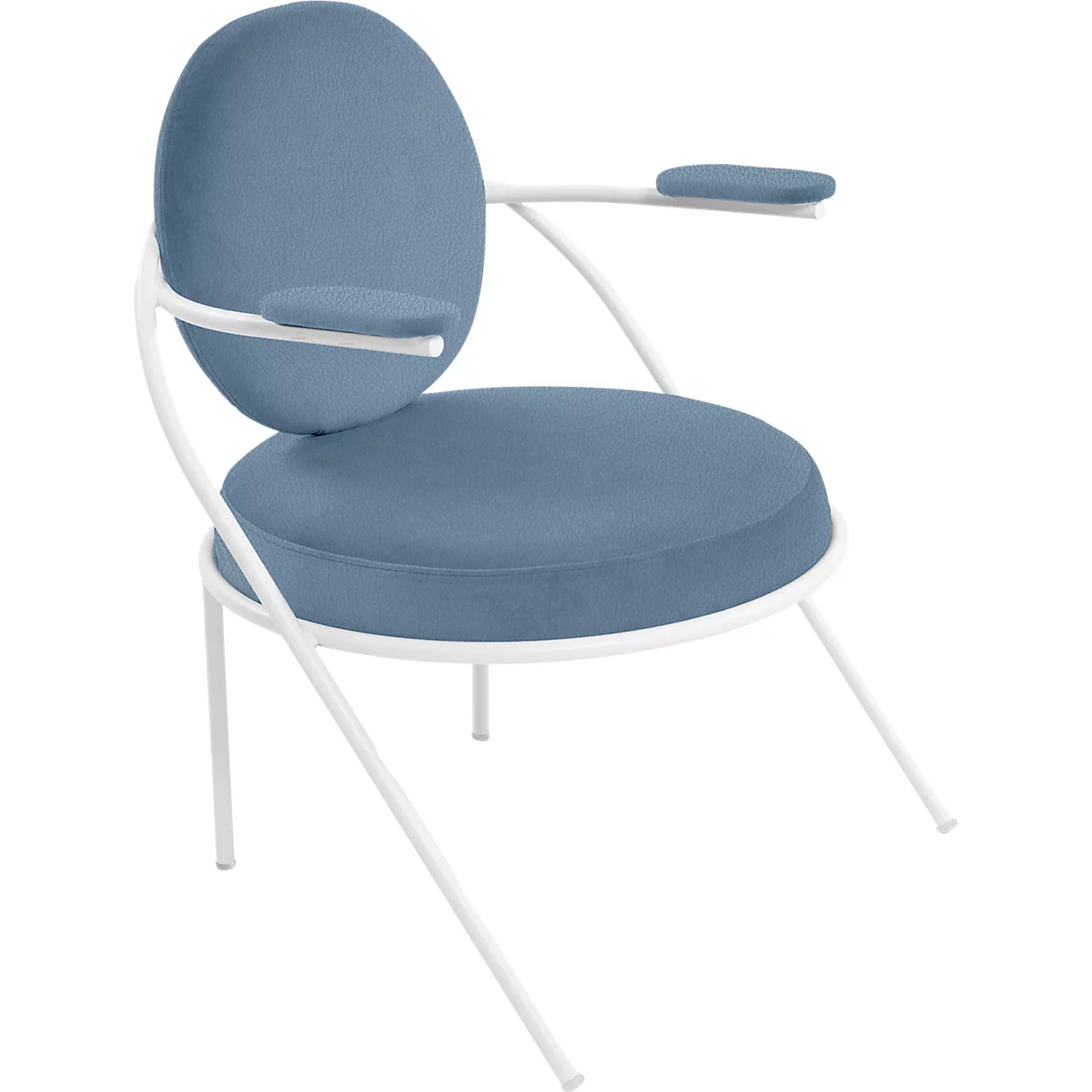Fauteuil Saturne Meet by Paperflow - 1 place - avec accoudoirs - l. 700 x P 730 x H 880 mm - tube d'acier blanc - similicuir bleu 