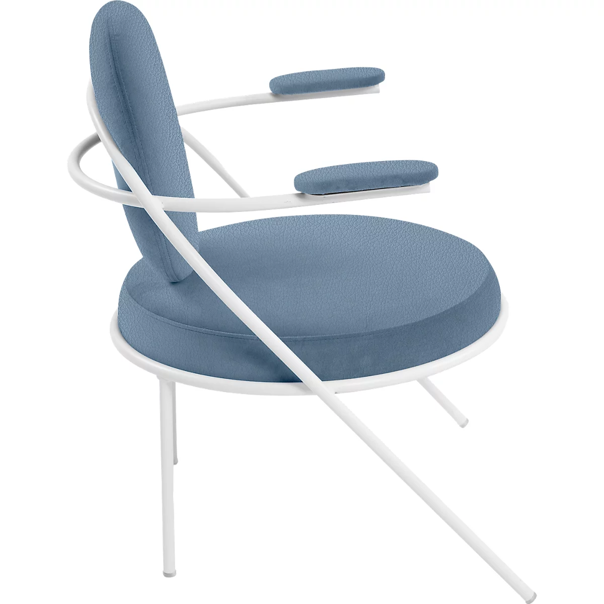 Fauteuil Saturne Meet by Paperflow - 1 place - avec accoudoirs - l. 700 x P 730 x H 880 mm - tube d'acier blanc - similicuir bleu 