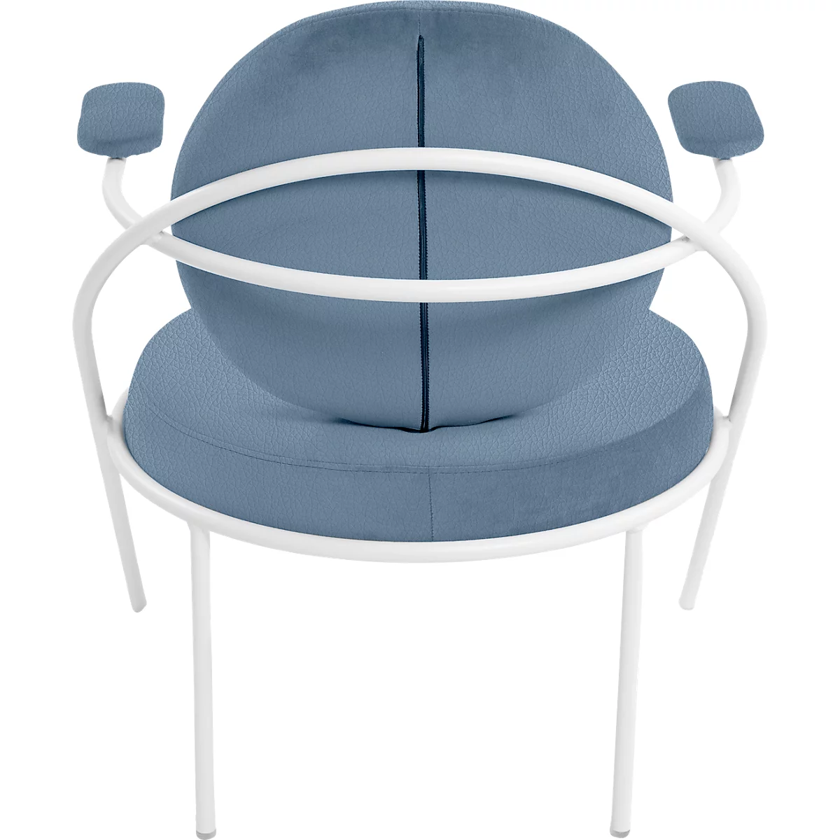 Fauteuil Saturne Meet by Paperflow - 1 place - avec accoudoirs - l. 700 x P 730 x H 880 mm - tube d'acier blanc - similicuir bleu 