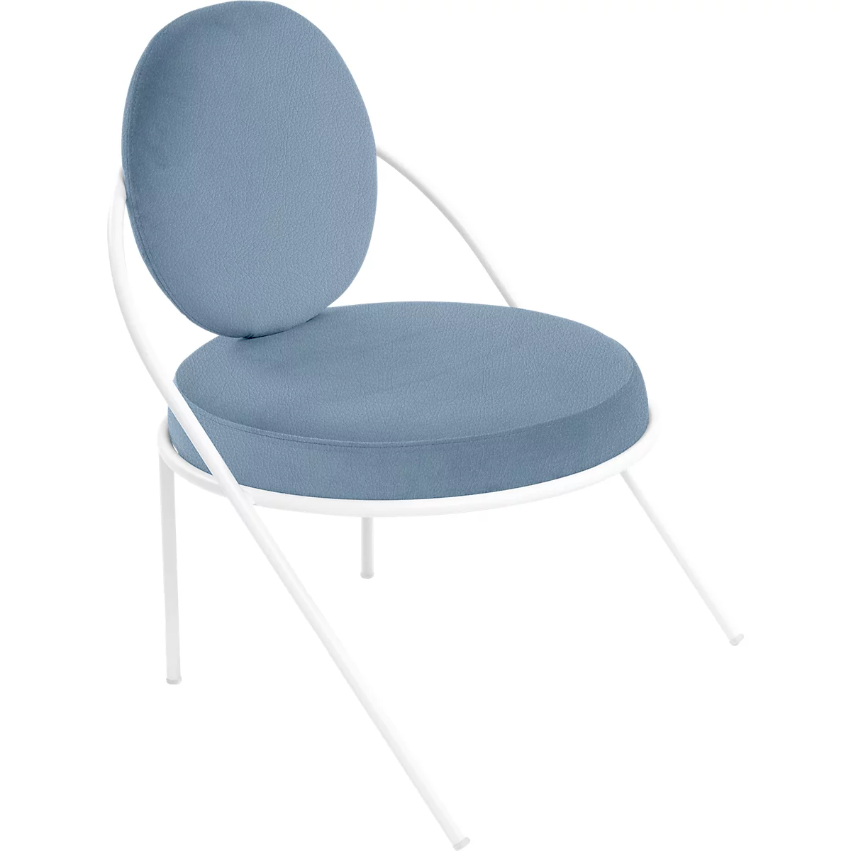 Fauteuil Saturne Meet by Paperflow - 1 place - avec accoudoirs - l. 700 x P 730 x H 880 mm - tube d'acier blanc - similicuir bleu