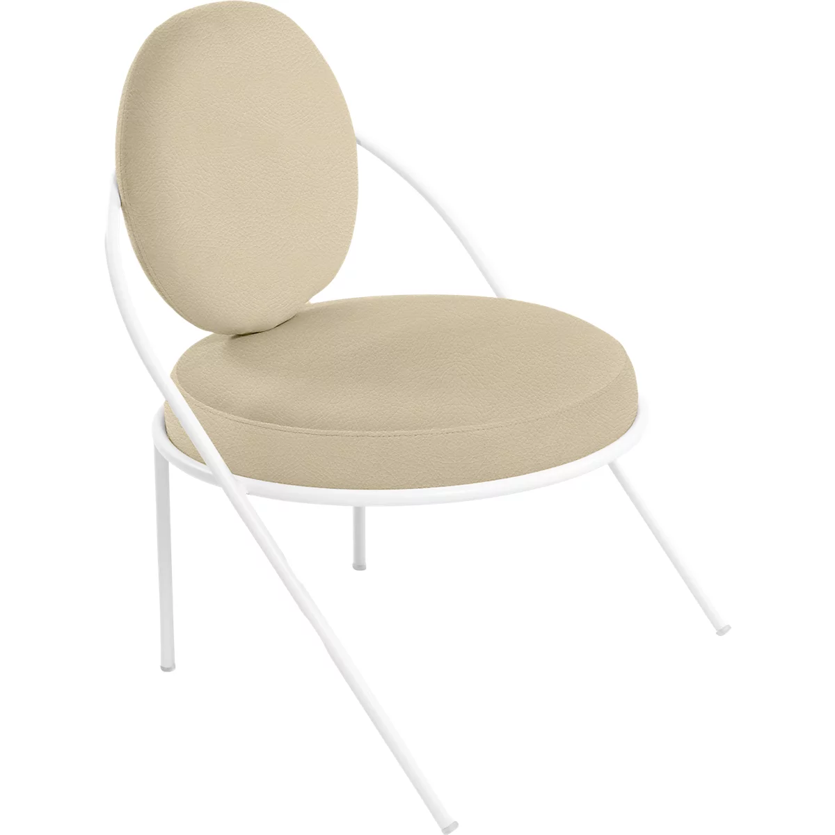 Fauteuil Saturne Meet by Paperflow - 1 place - avec accoudoirs - l. 700 x P 730 x H 880 mm - tube d'acier blanc - similicuir ivoire