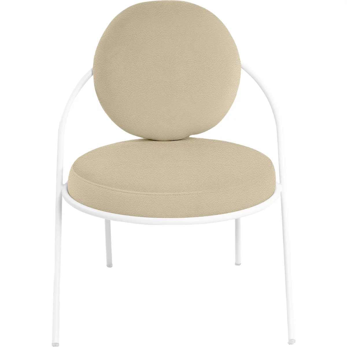 Fauteuil Saturne Meet by Paperflow - 1 place - avec accoudoirs - l. 700 x P 730 x H 880 mm - tube d'acier blanc - similicuir ivoire