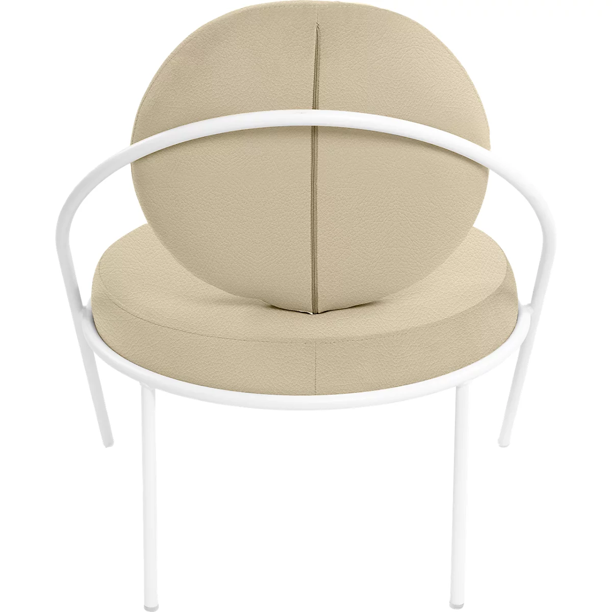 Fauteuil Saturne Meet by Paperflow - 1 place - avec accoudoirs - l. 700 x P 730 x H 880 mm - tube d'acier blanc - similicuir ivoire