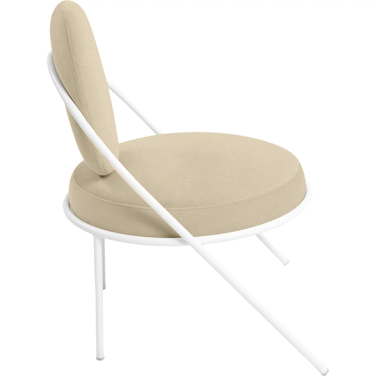 Fauteuil Saturne Meet by Paperflow - 1 place - avec accoudoirs - l. 700 x P 730 x H 880 mm - tube d'acier blanc - similicuir ivoire