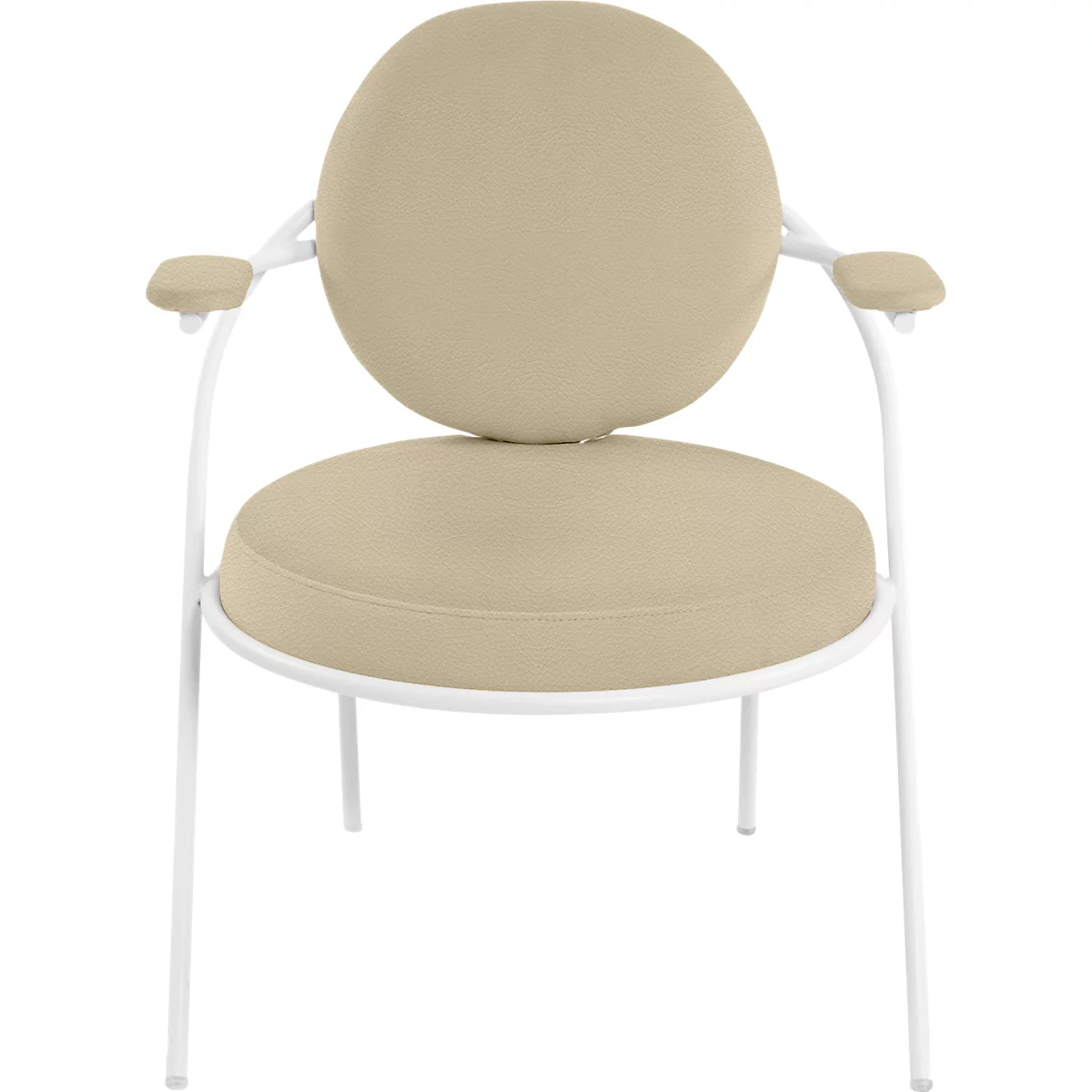 Fauteuil Saturne Meet by Paperflow - 1 place - avec accoudoirs - l. 700 x P 730 x H 880 mm - tube d'acier blanc - similicuir ivoire