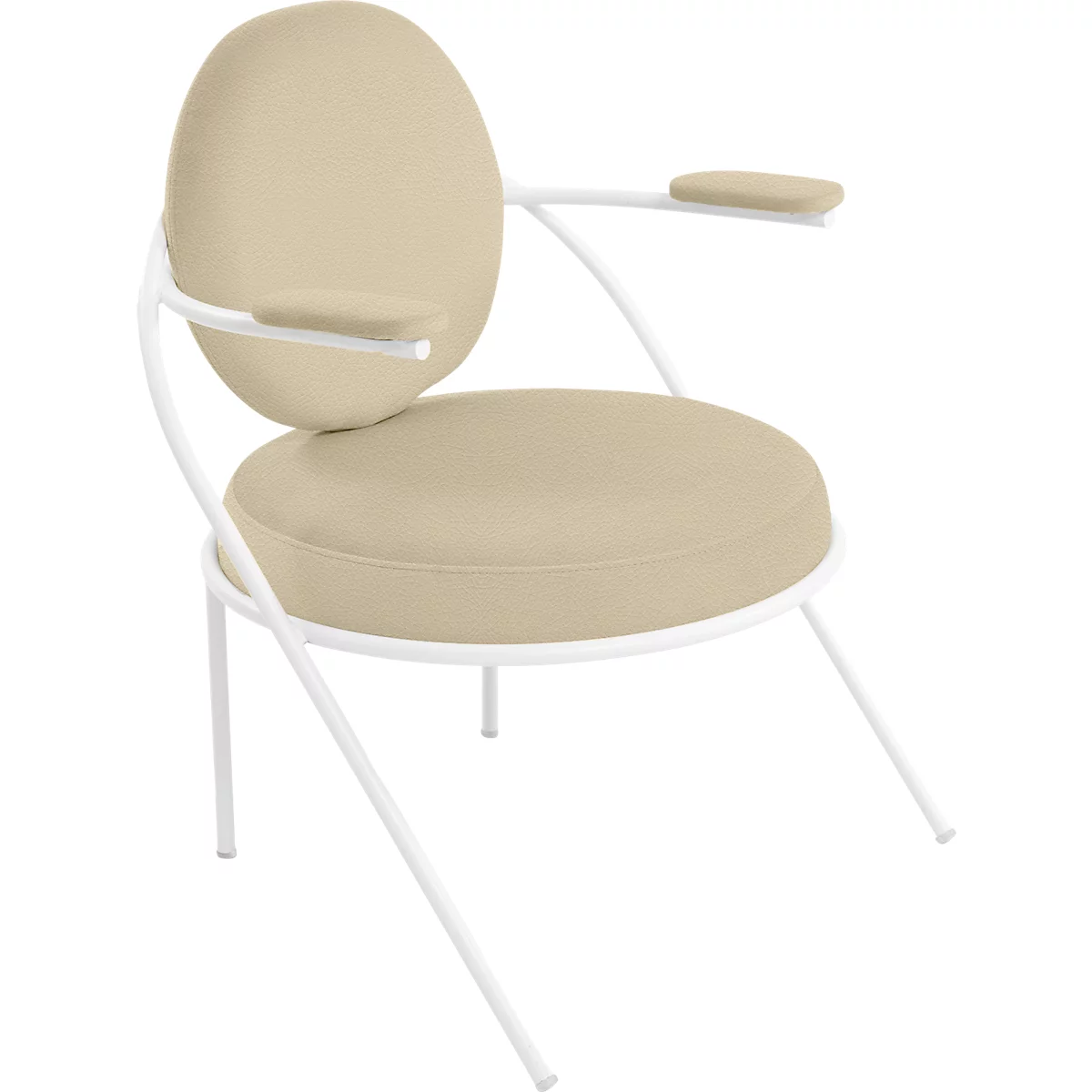 Fauteuil Saturne Meet by Paperflow - 1 place - avec accoudoirs - l. 700 x P 730 x H 880 mm - tube d'acier blanc - similicuir ivoire