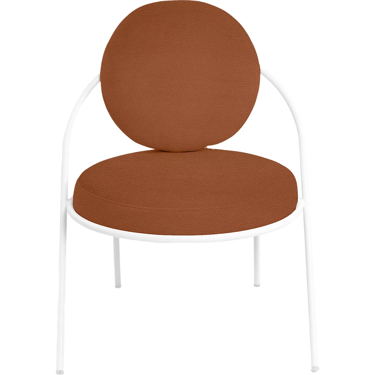 Fauteuil Saturne Meet by Paperflow - 1 place - avec accoudoirs - l. 700 x P 730 x H 880 mm - tube d'acier blanc - similicuir rouille