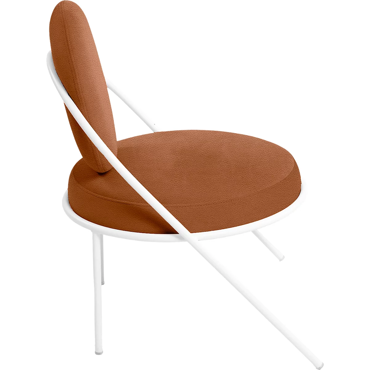 Fauteuil Saturne Meet by Paperflow - 1 place - avec accoudoirs - l. 700 x P 730 x H 880 mm - tube d'acier blanc - similicuir rouille