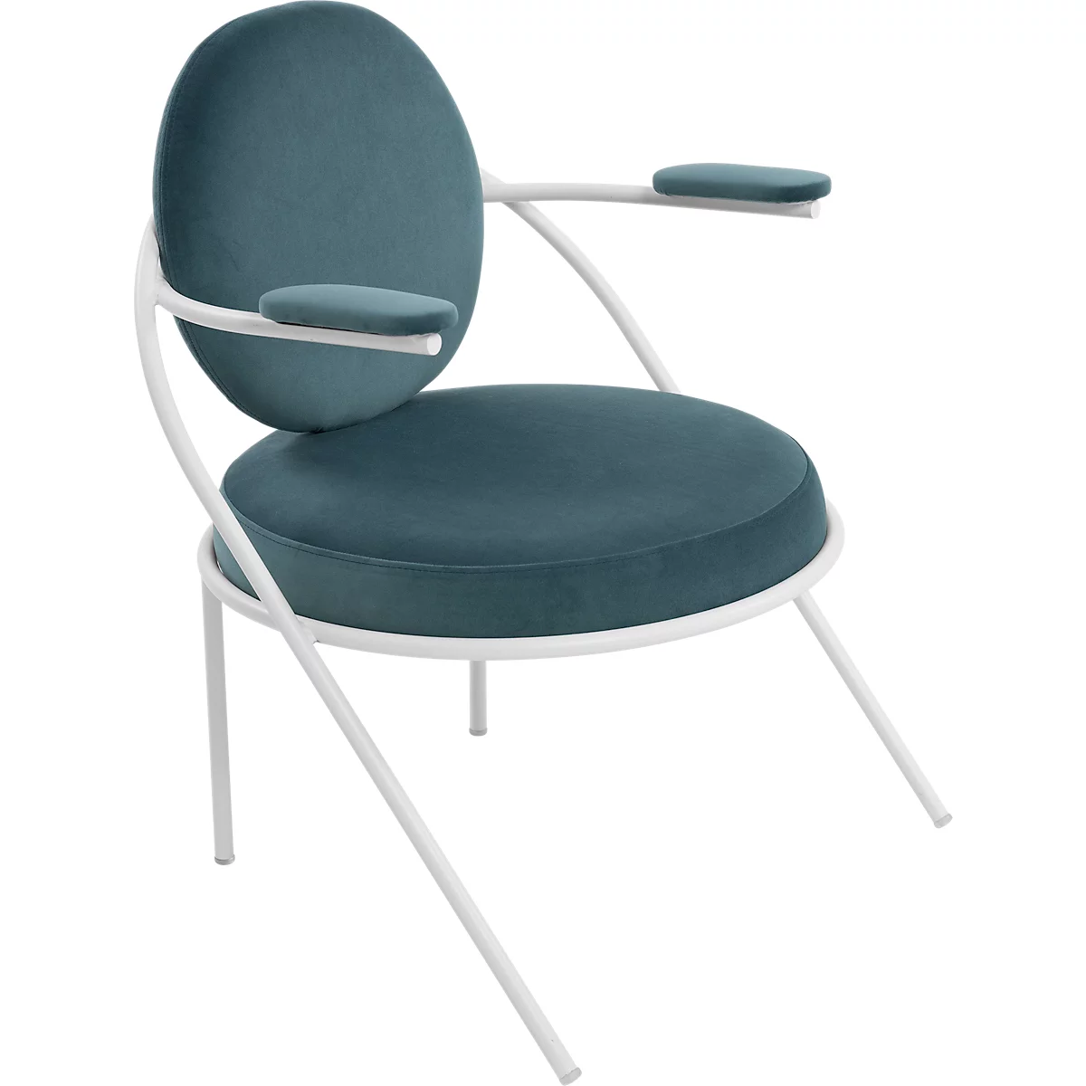 Fauteuil Saturne Meet by Paperflow - 1 place - avec accoudoirs - l. 700 x P 730 x H 880 mm - tube d'acier blanc - velours bleu