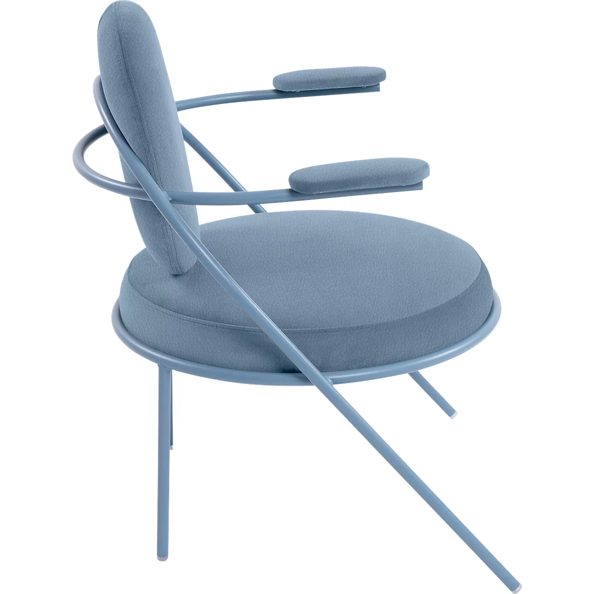 Fauteuil Saturne Meet by Paperflow - 1 place - avec accoudoirs - l. 700 x P 730 x H 880 mm - tube d'acier bleu- similicuir bleu