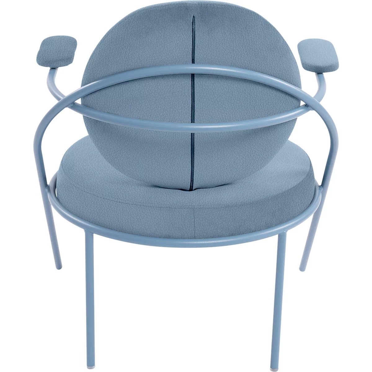 Fauteuil Saturne Meet by Paperflow - 1 place - avec accoudoirs - l. 700 x P 730 x H 880 mm - tube d'acier bleu- similicuir bleu