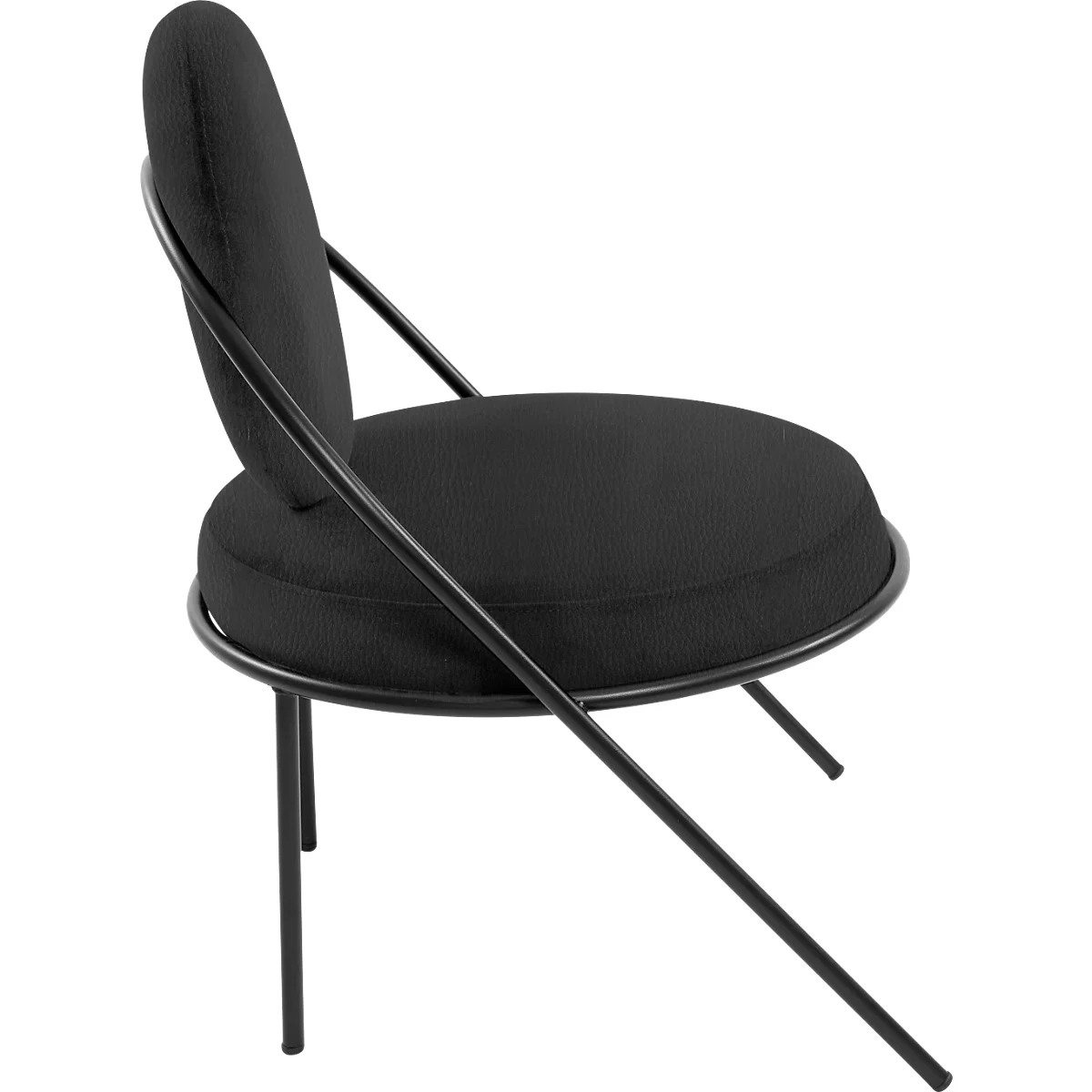 Fauteuil Saturne Meet by Paperflow - 1 place - avec accoudoirs - l. 700 x P 730 x H 880 mm - tube d'acier noir - similicuir noir