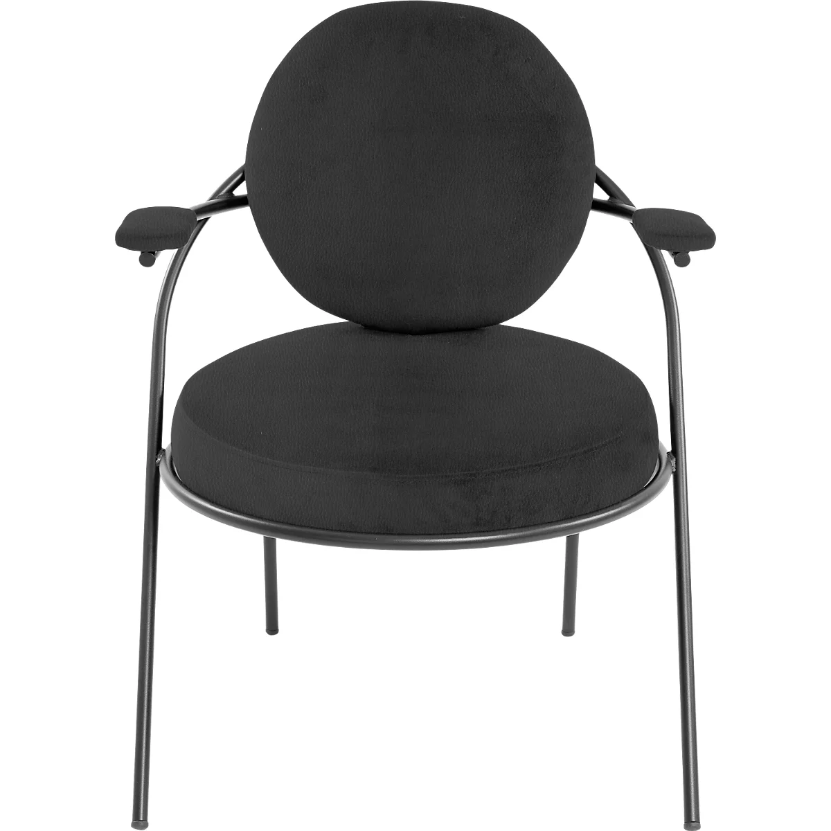 Fauteuil Saturne Meet by Paperflow - 1 place - avec accoudoirs - l. 700 x P 730 x H 880 mm - tube d'acier noir - similicuir noir