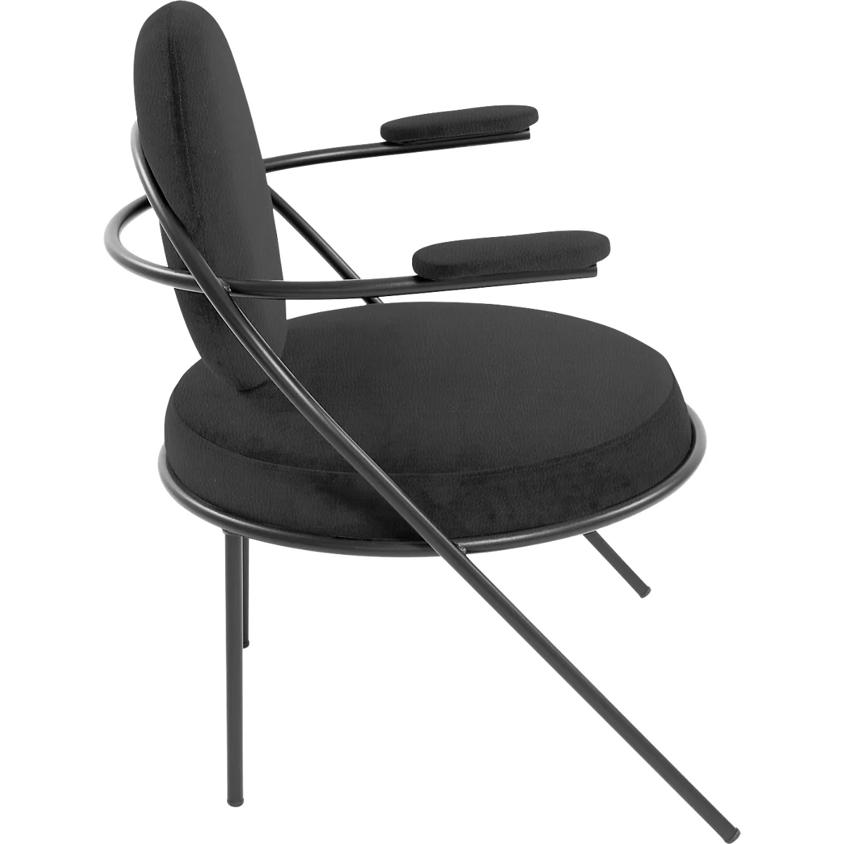 Fauteuil Saturne Meet by Paperflow - 1 place - avec accoudoirs - l. 700 x P 730 x H 880 mm - tube d'acier noir - similicuir noir