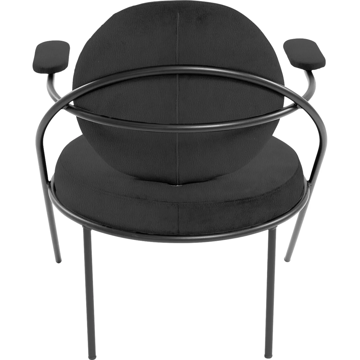 Fauteuil Saturne Meet by Paperflow - 1 place - avec accoudoirs - l. 700 x P 730 x H 880 mm - tube d'acier noir - similicuir noir