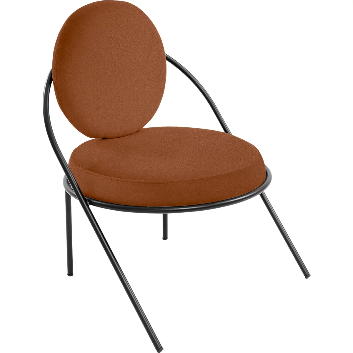 Fauteuil Saturne Meet by Paperflow - 1 place - avec accoudoirs - l. 700 x P 730 x H 880 mm - tube d'acier noir - similicuir rouille