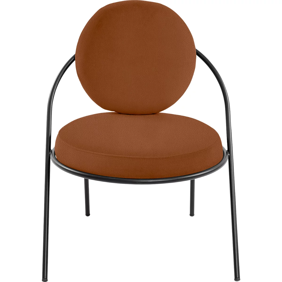 Fauteuil Saturne Meet by Paperflow - 1 place - avec accoudoirs - l. 700 x P 730 x H 880 mm - tube d'acier noir - similicuir rouille