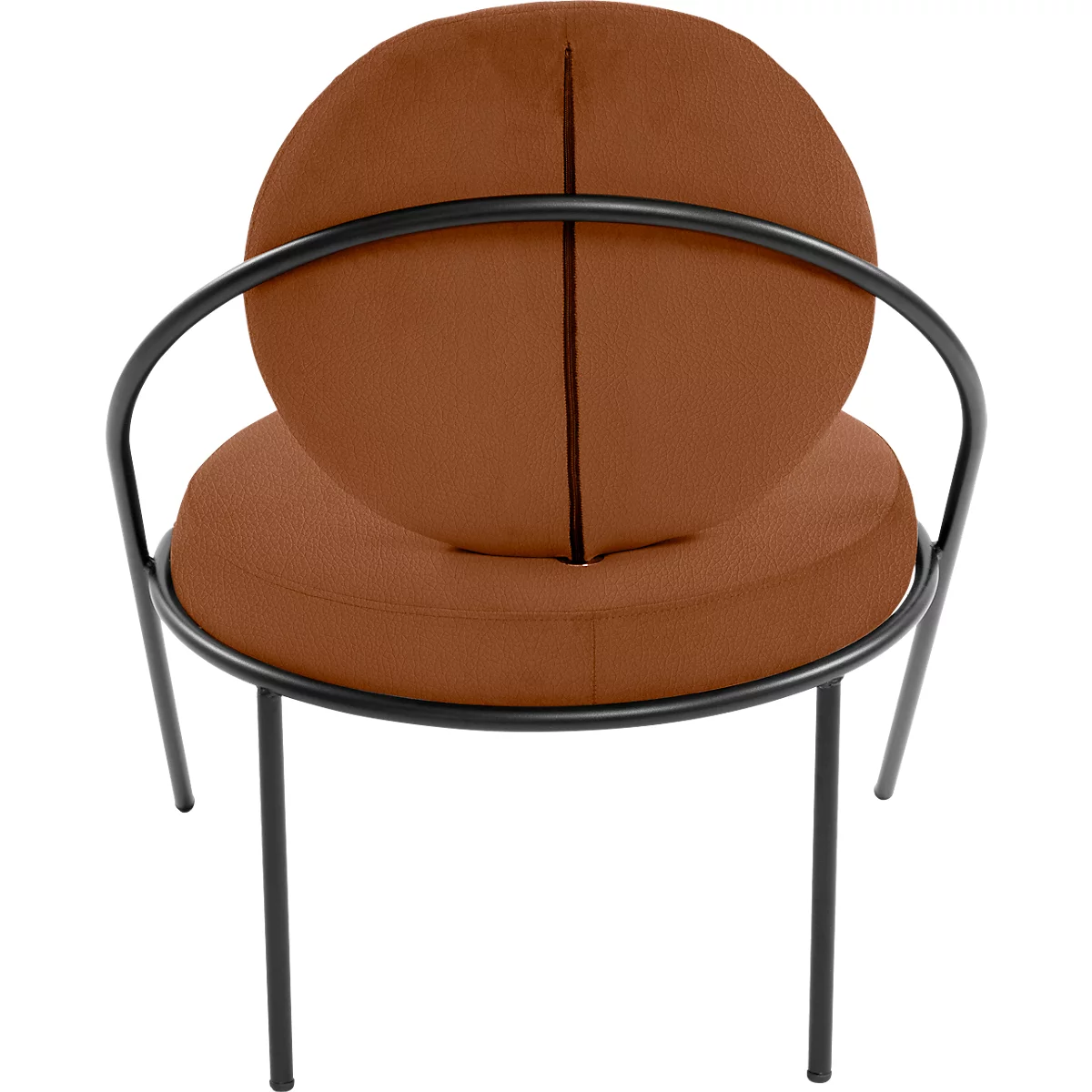 Fauteuil Saturne Meet by Paperflow - 1 place - avec accoudoirs - l. 700 x P 730 x H 880 mm - tube d'acier noir - similicuir rouille