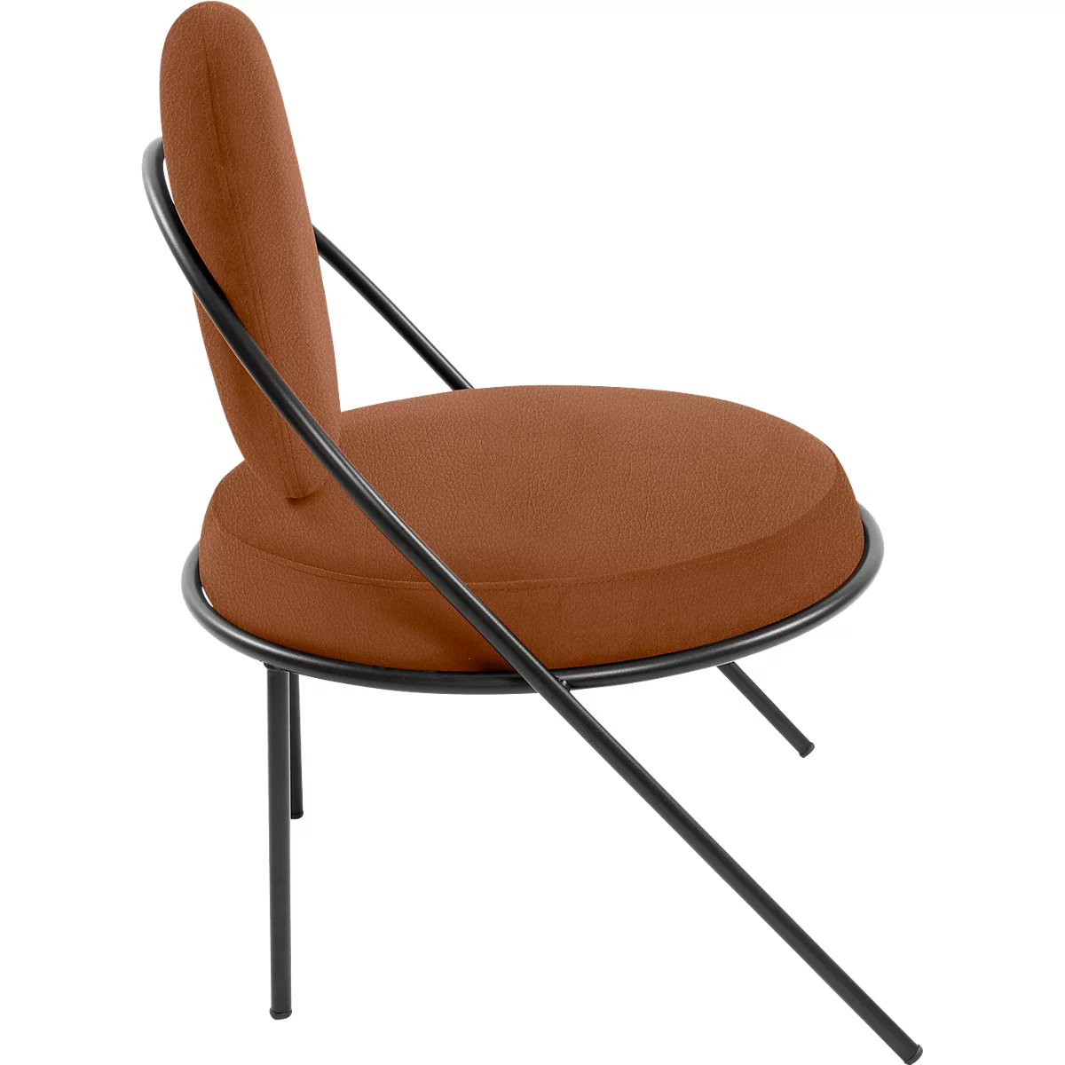 Fauteuil Saturne Meet by Paperflow - 1 place - avec accoudoirs - l. 700 x P 730 x H 880 mm - tube d'acier noir - similicuir rouille