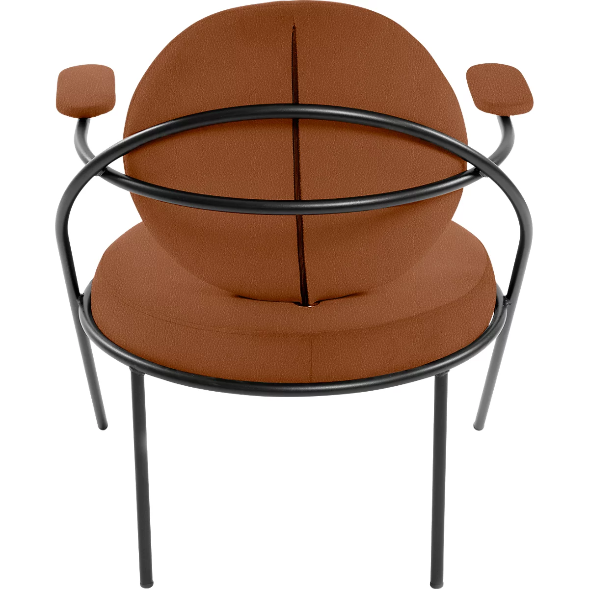 Fauteuil Saturne Meet by Paperflow - 1 place - avec accoudoirs - l. 700 x P 730 x H 880 mm - tube d'acier noir - similicuir rouille